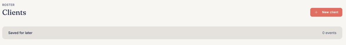The Clients page with the New client button